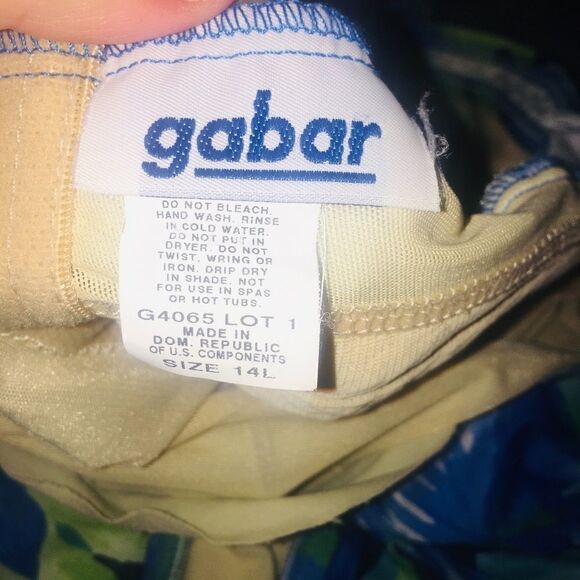 Vintage Gabar Floral One Piece Swim Suit 14 long ruched sides - Picture 5 of 7